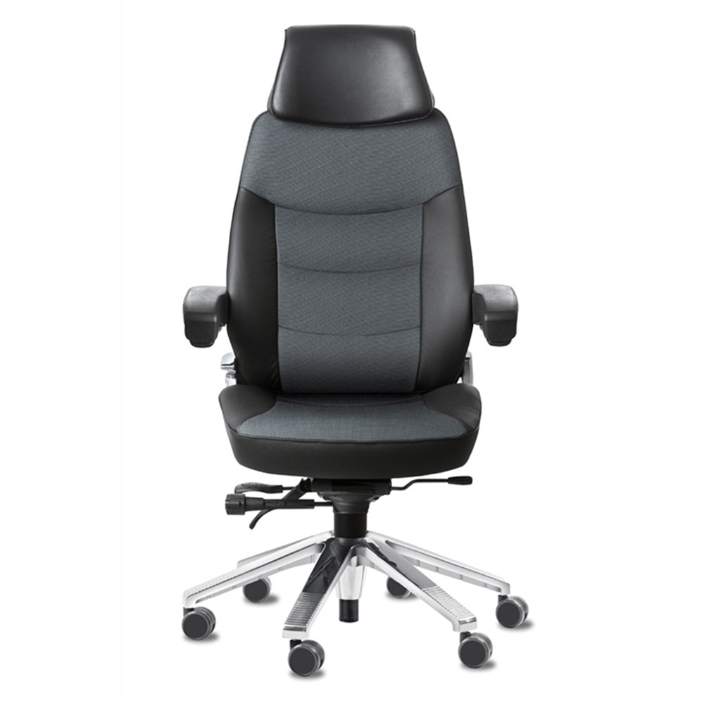 Svenstol 24 7 Kontorstol Stof / Læder - høj ryg og nakkestøtte