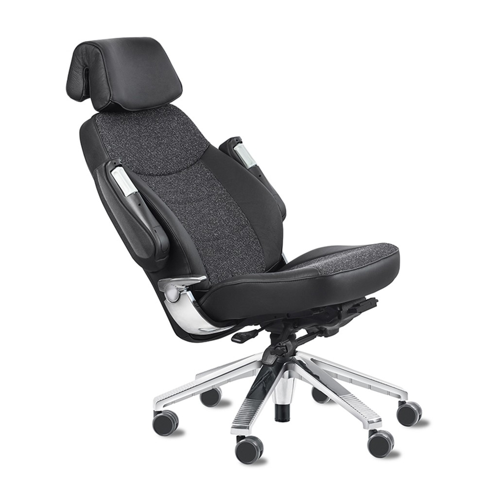 Svenstol 24 7 Kontorstol Læder - høj ryg og nakkestøtte