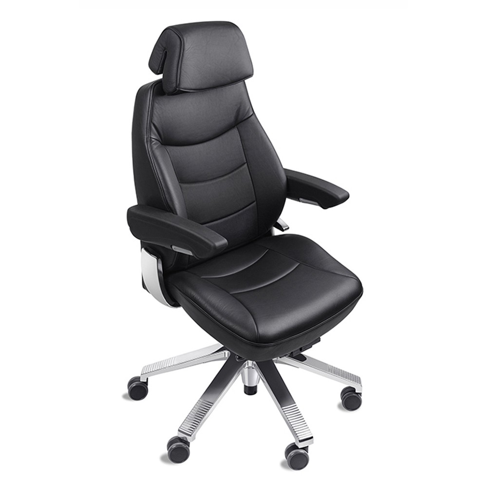Svenstol 24 7 Kontorstol Læder - høj ryg og nakkestøtte