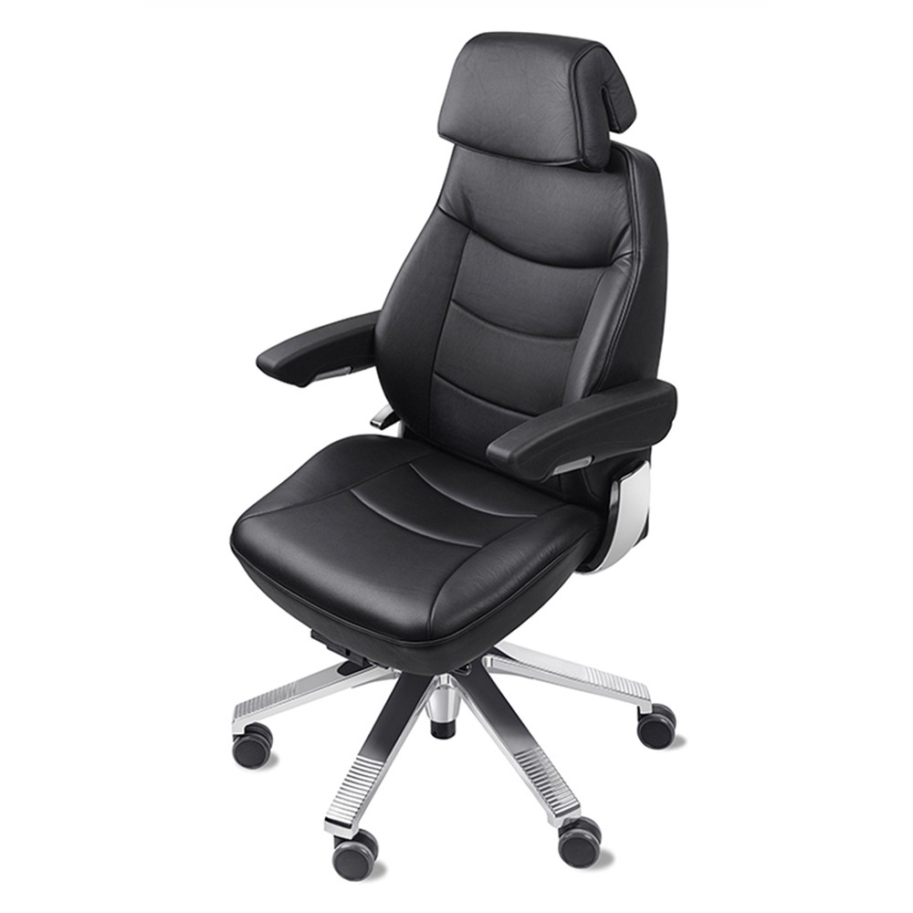 Svenstol 24 7 Kontorstol Læder - høj ryg og nakkestøtte