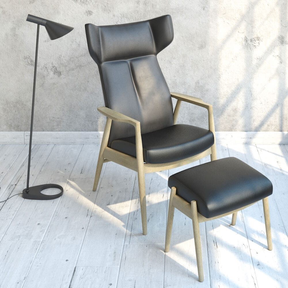 Farstrup Nobel 8920 Lænestol med øreklapper i læder