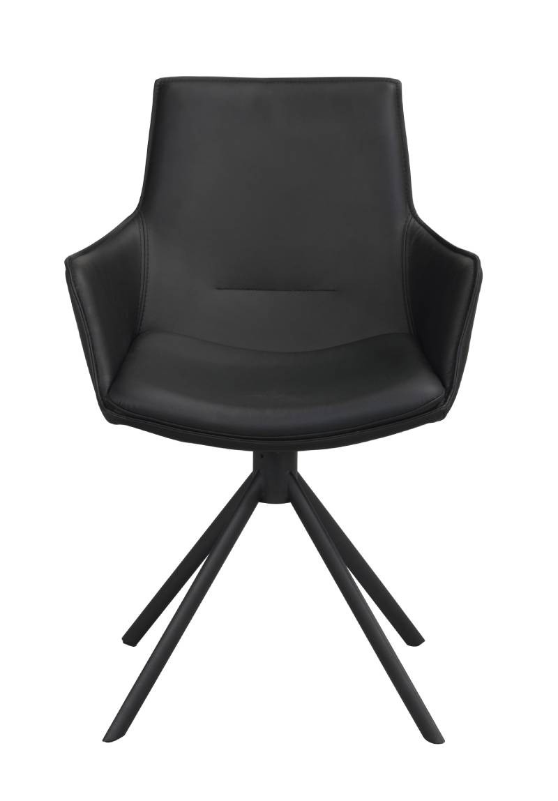 Rowico - Lowell drejestol med armlæn, sort læder