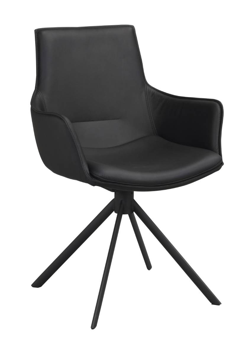 Rowico - Lowell drejestol med armlæn, sort læder