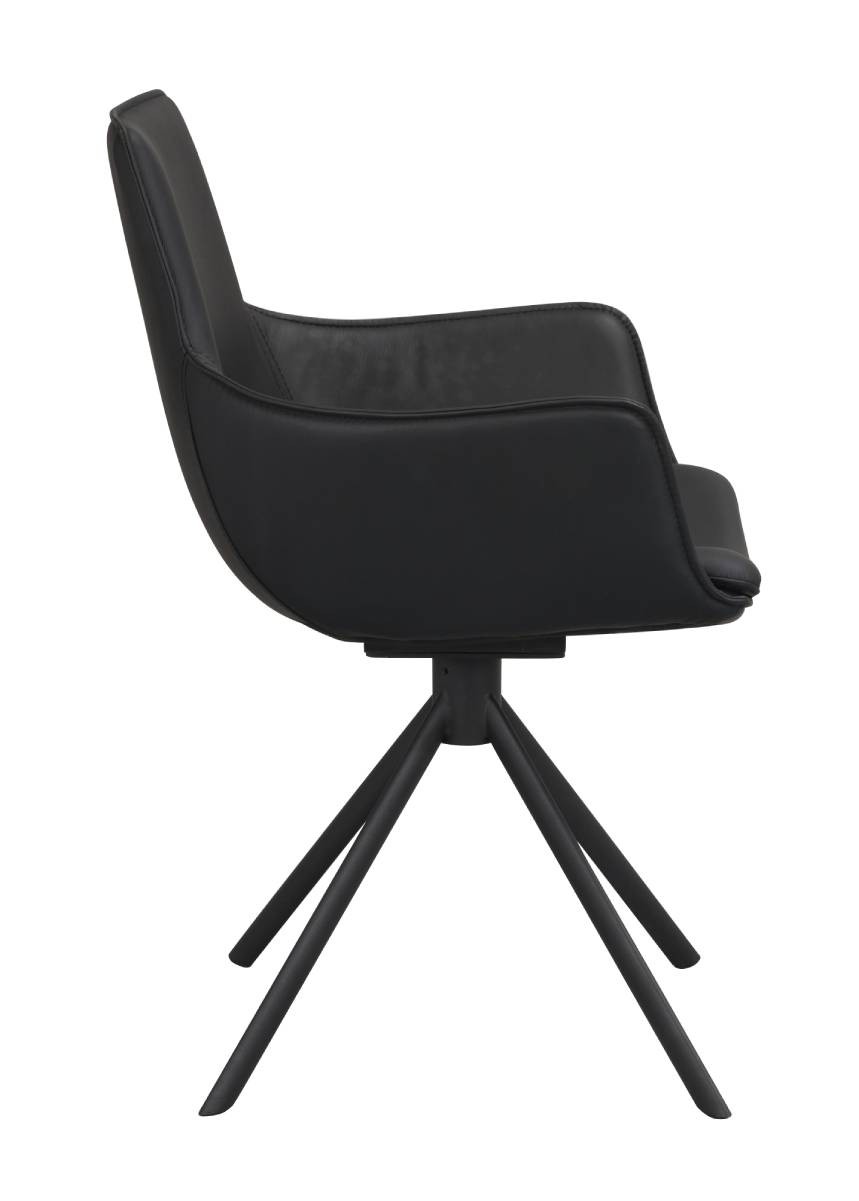 Rowico - Lowell drejestol med armlæn, sort læder