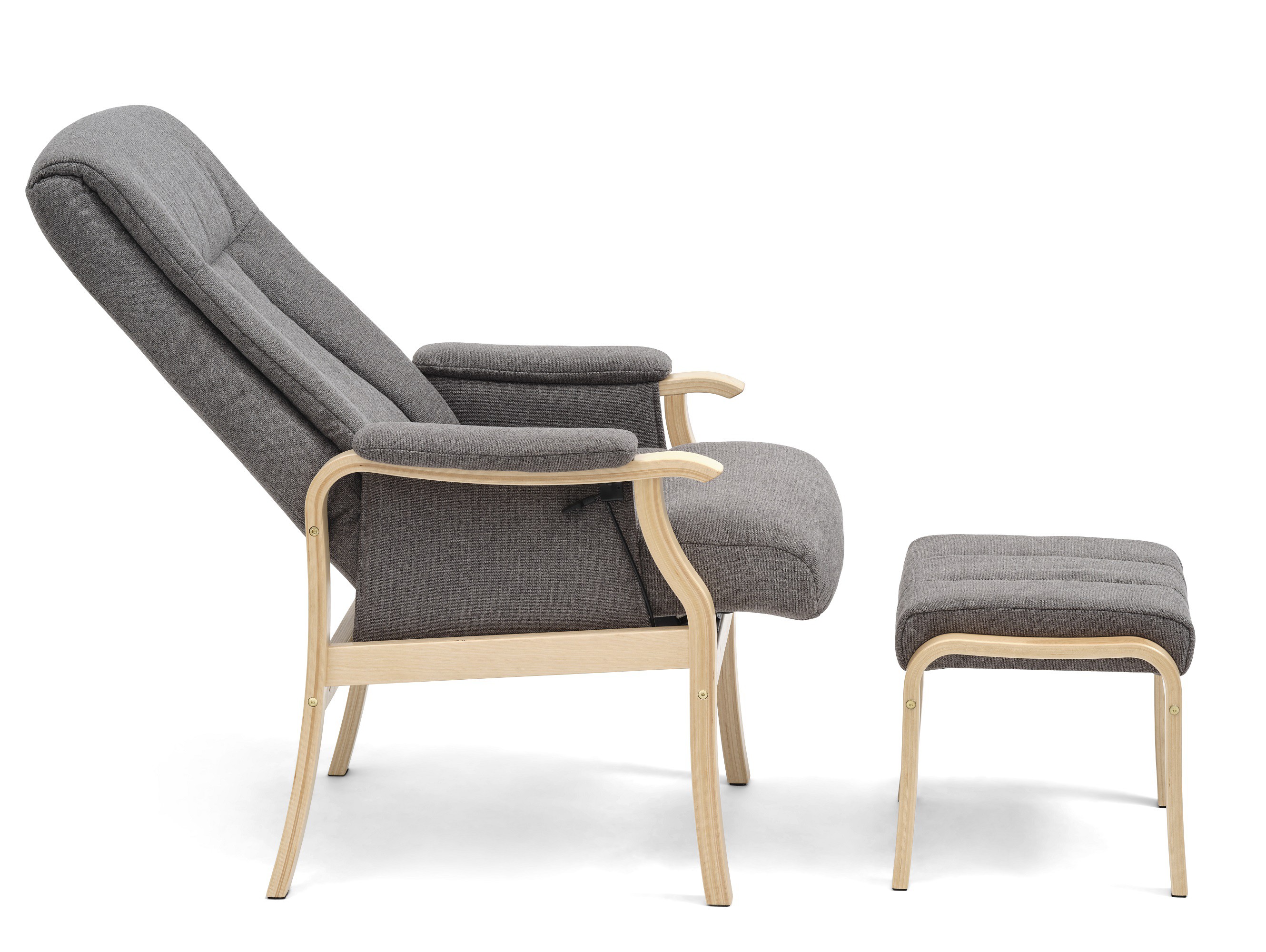 Rasmus lænestol og fodskammel i grå