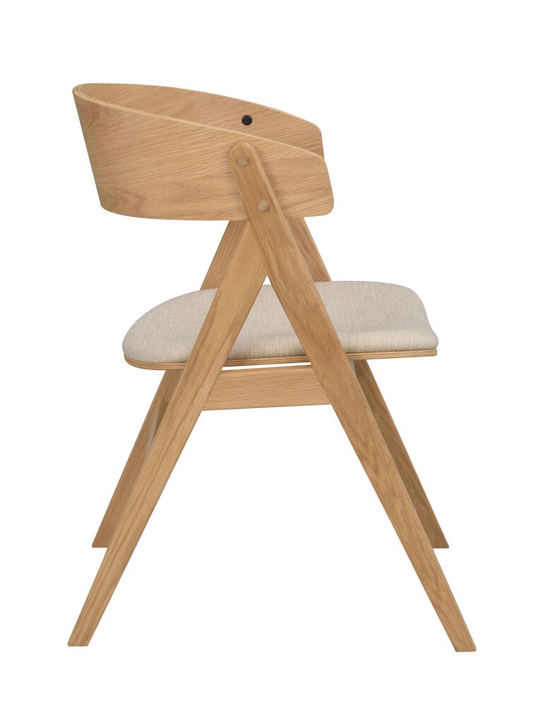 Waterton armstol, lakeret eg, beige stof