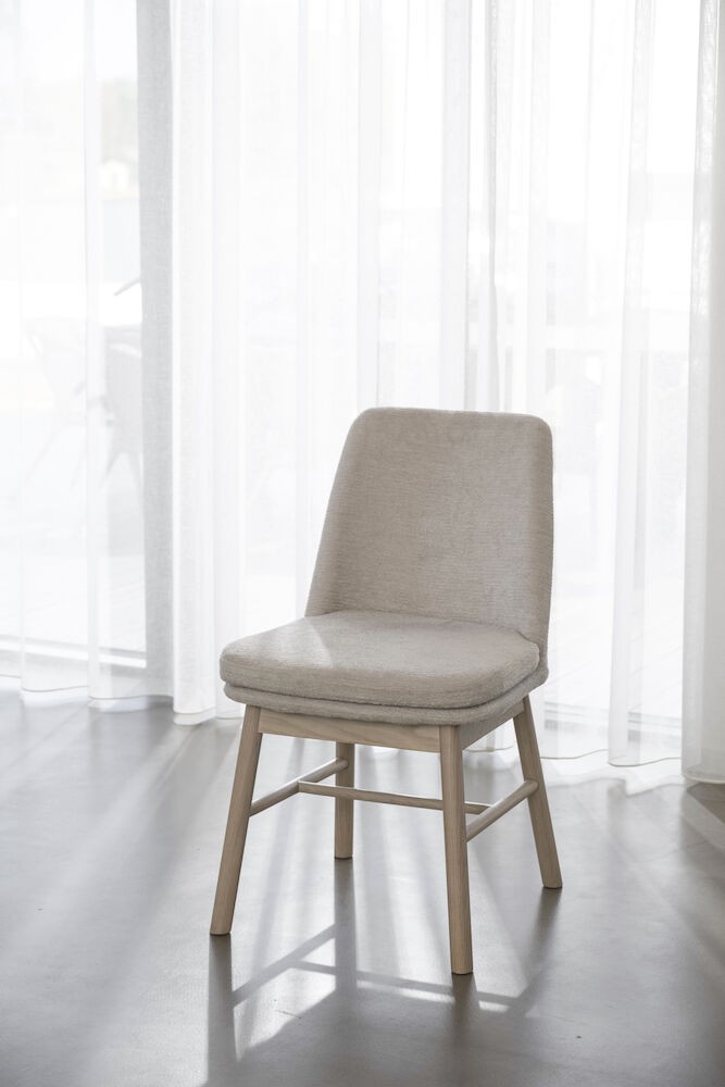 Amesbury Spisebordsstol, lys beige, hvid eg