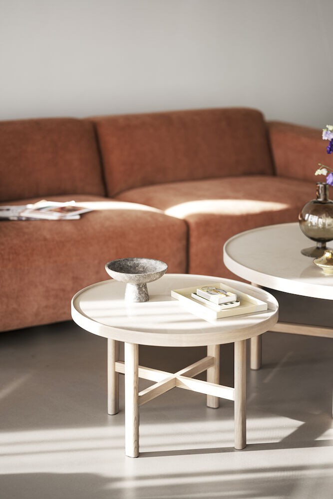 Marsden keramisk sofabord, hvid eg, 2 str.