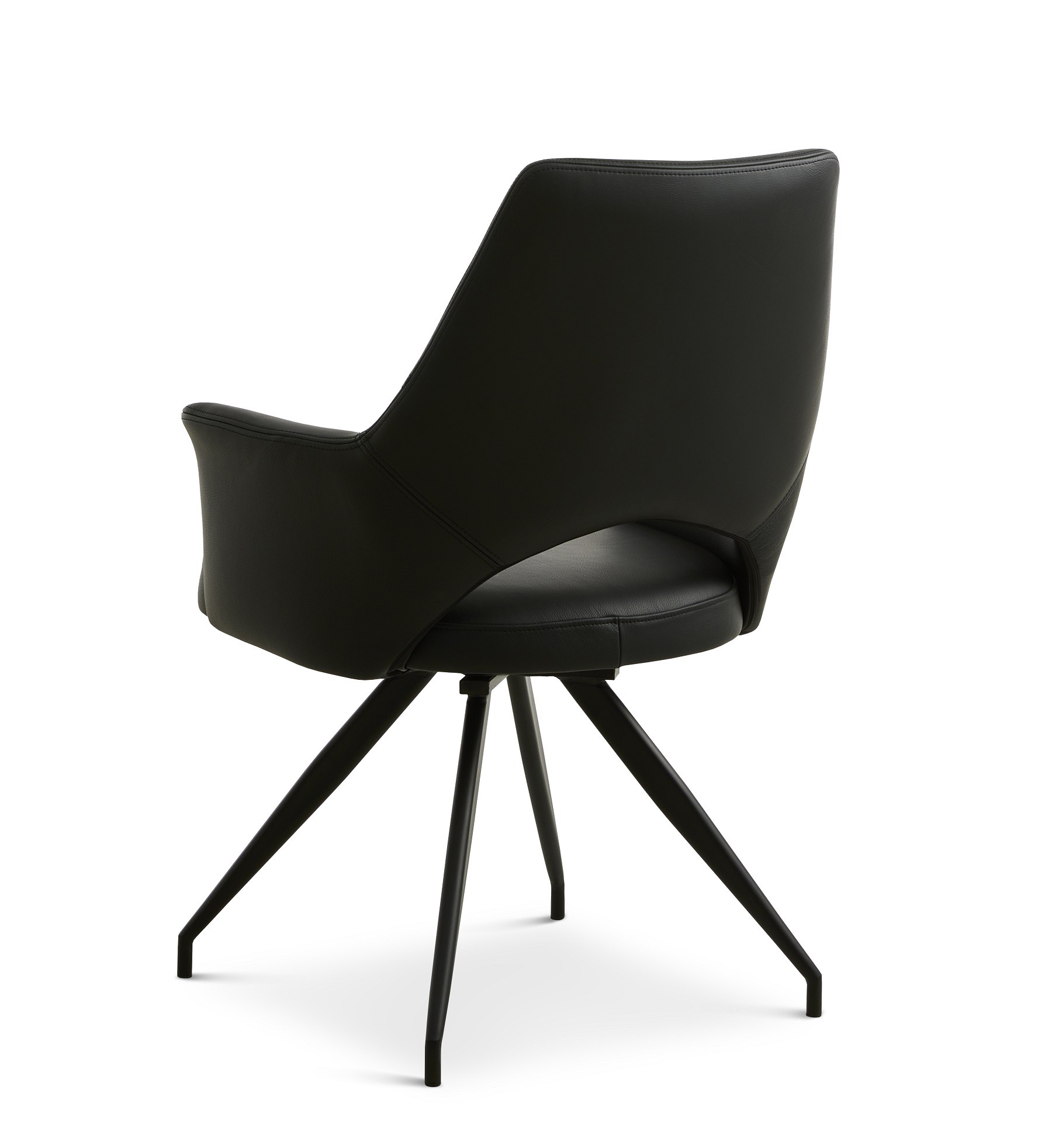 Aya spisebordsstol i sort semi aniline læder