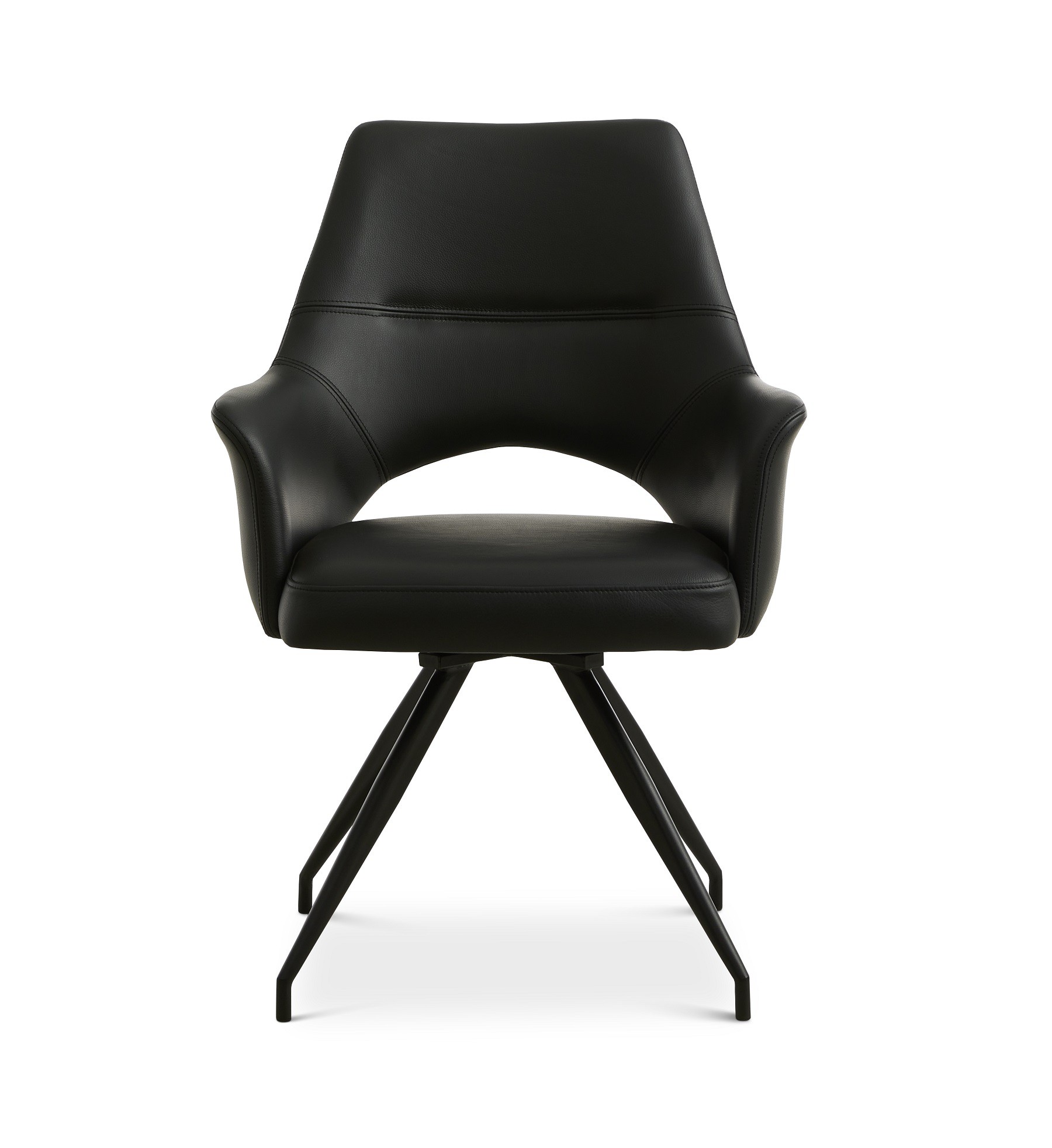 Aya spisebordsstol i sort semi aniline læder