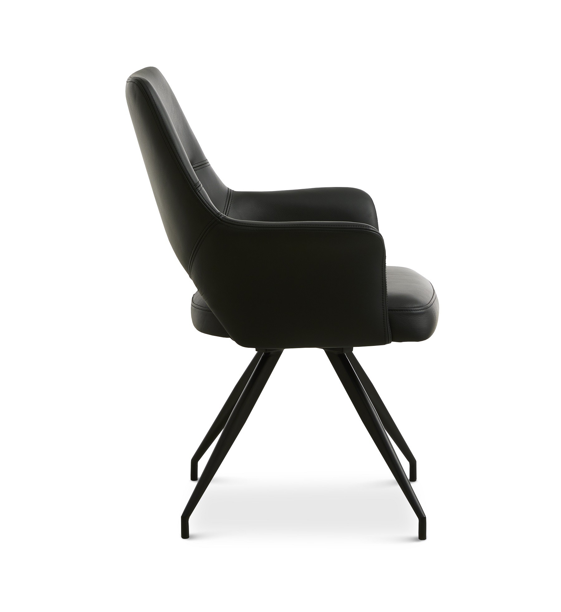 Aya spisebordsstol i sort semi aniline læder