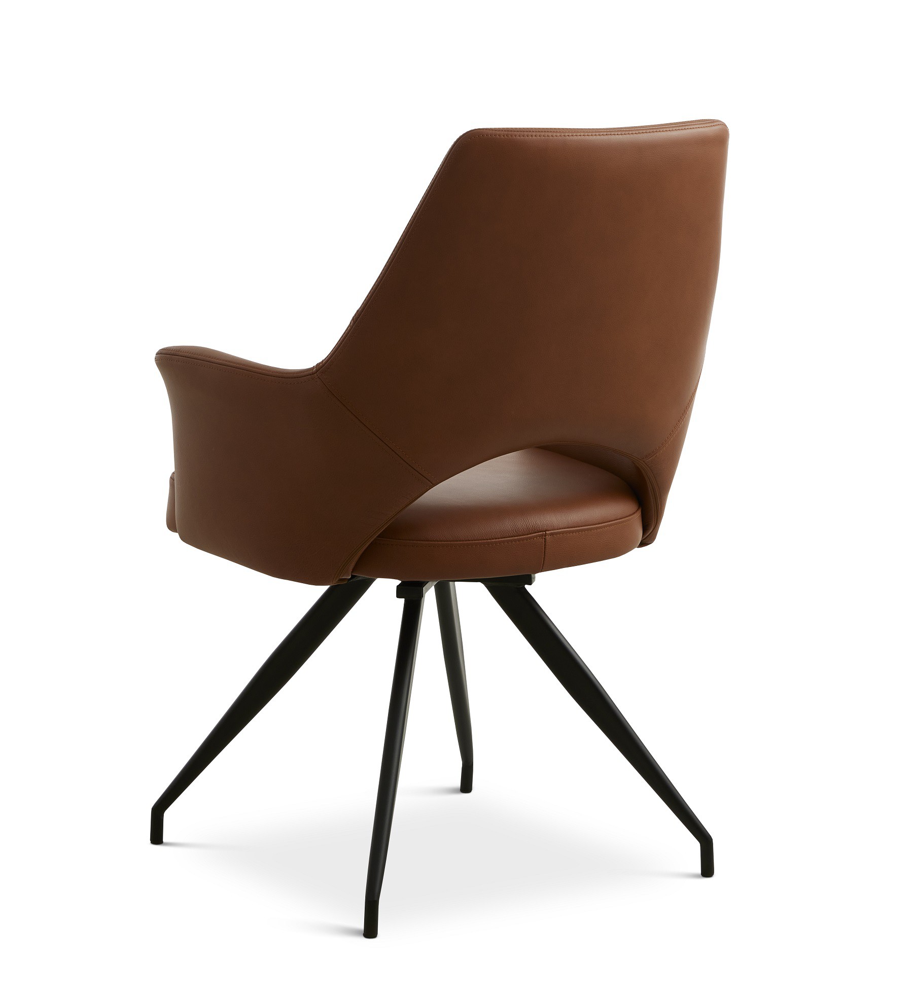 Aya spisebordsstol i cognac semi aniline læder