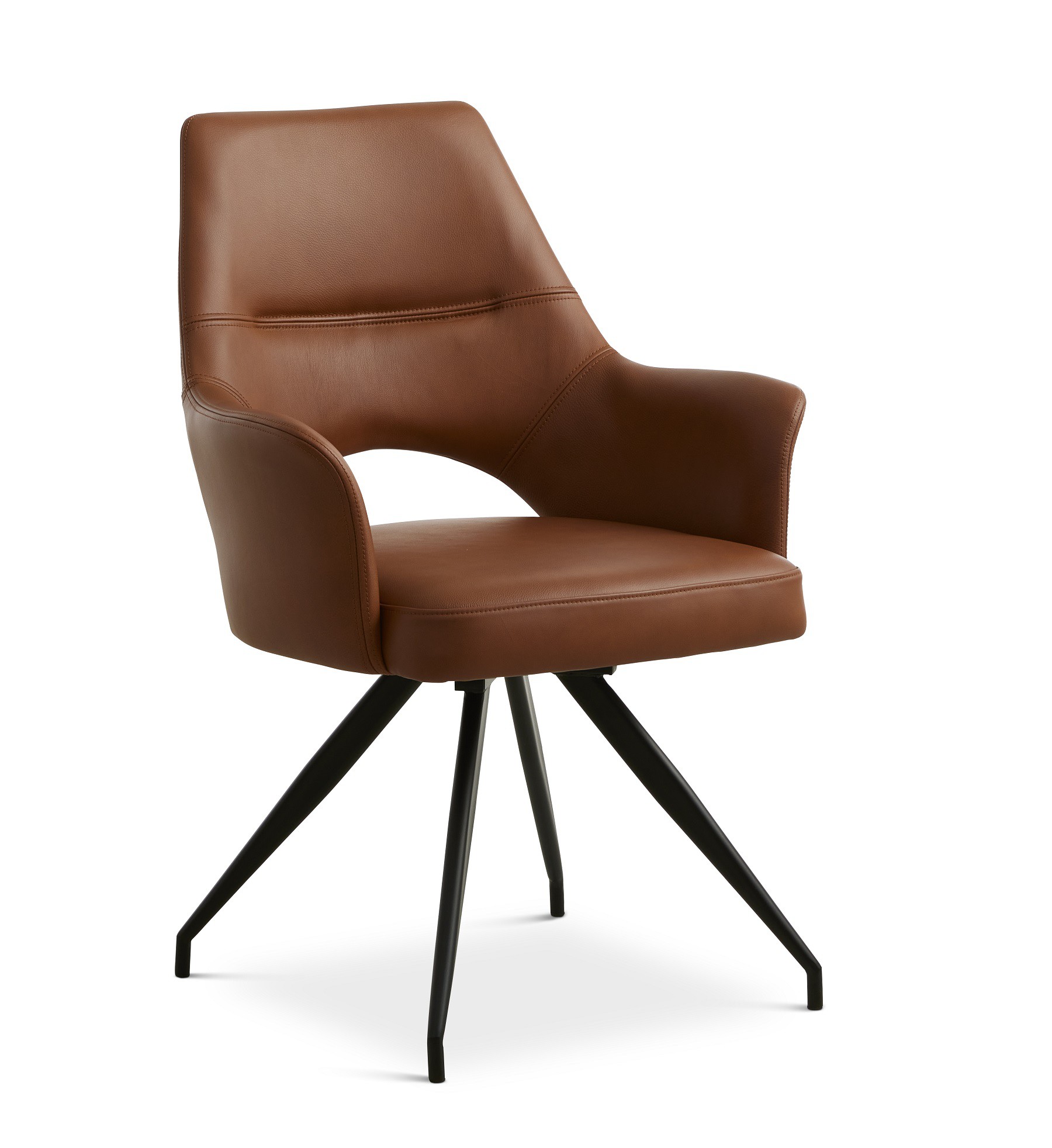 Aya spisebordsstol i cognac semi aniline læder