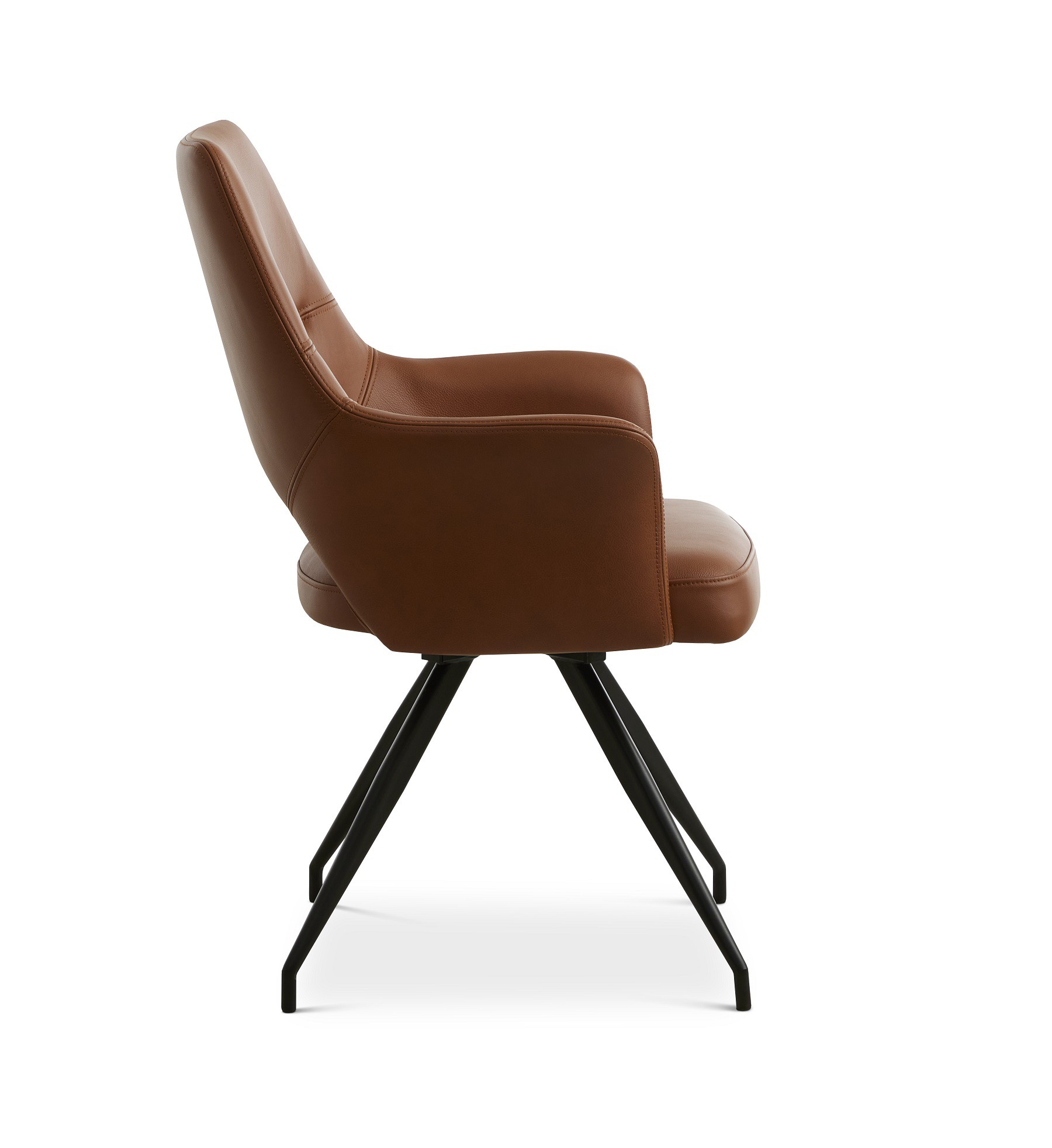 Aya spisebordsstol i cognac semi aniline læder