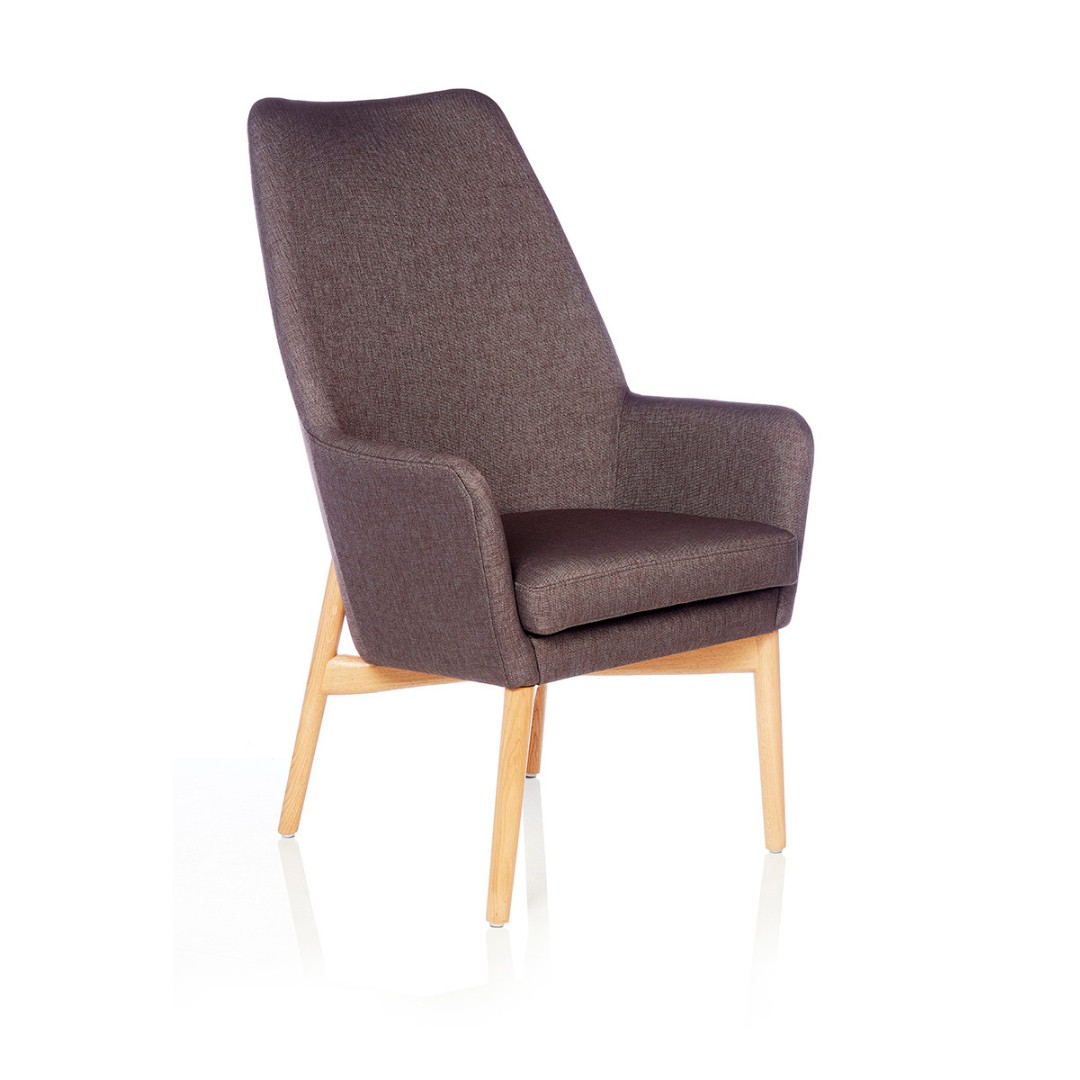 Uni lænestol høj med træben og tekstil