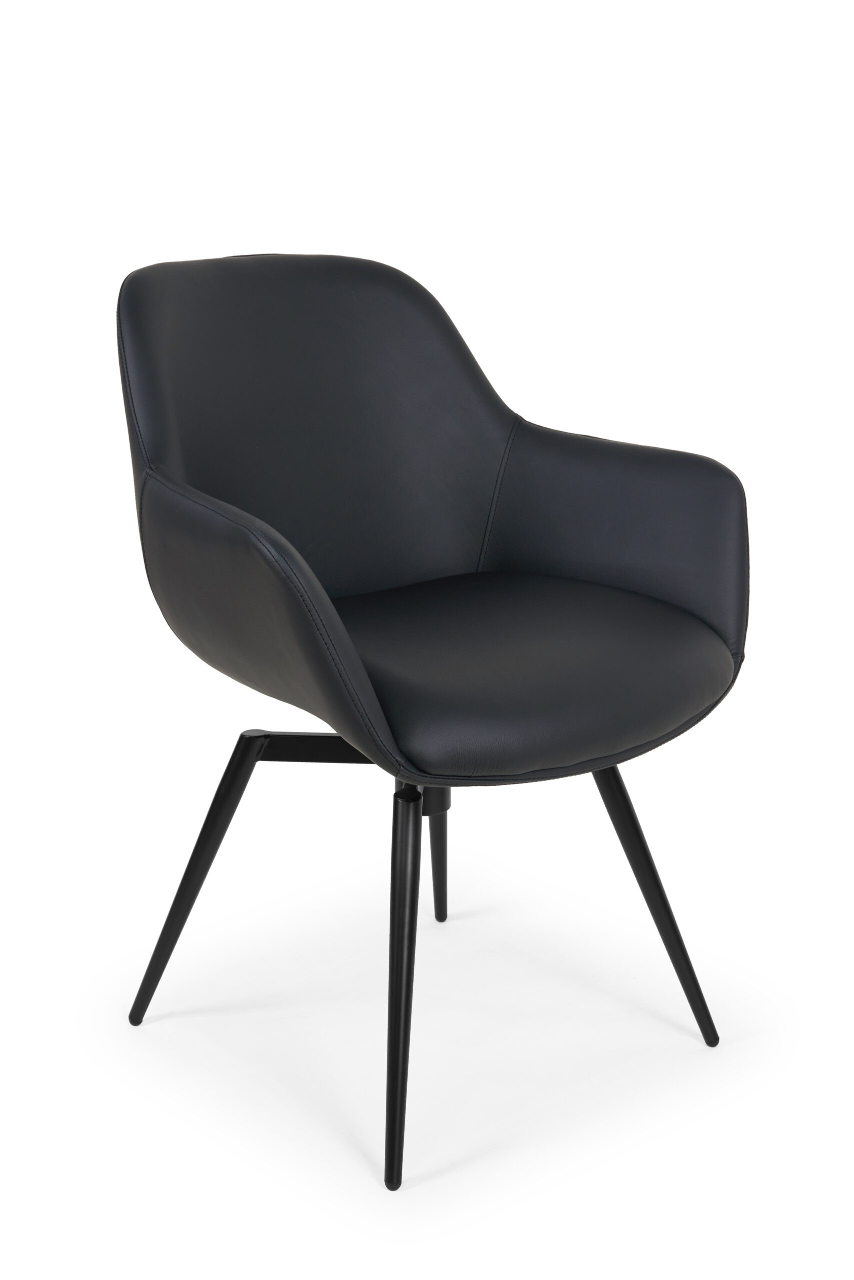 Berlin spisestuestol i sort læder med drej og swing back