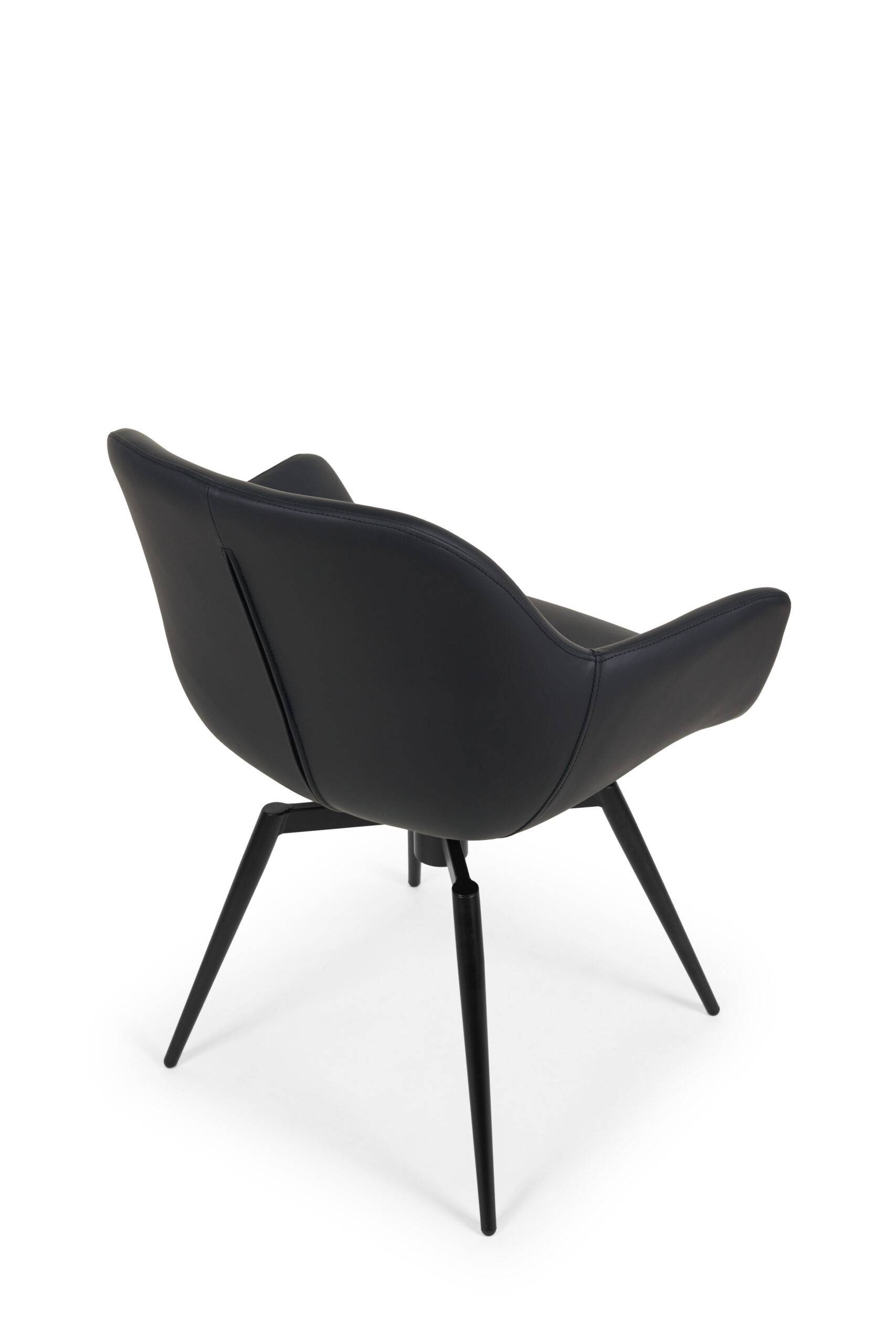 Berlin spisestuestol i sort læder med drej og swing back