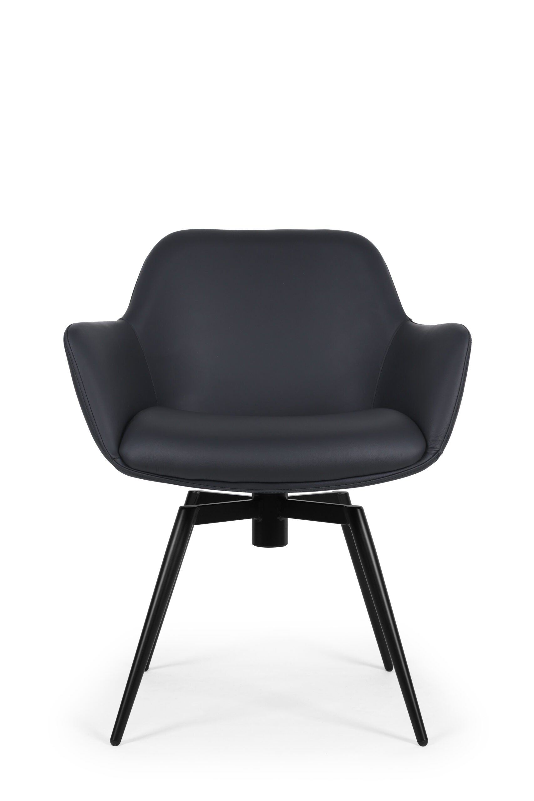 Berlin spisestuestol i sort læder med drej og swing back