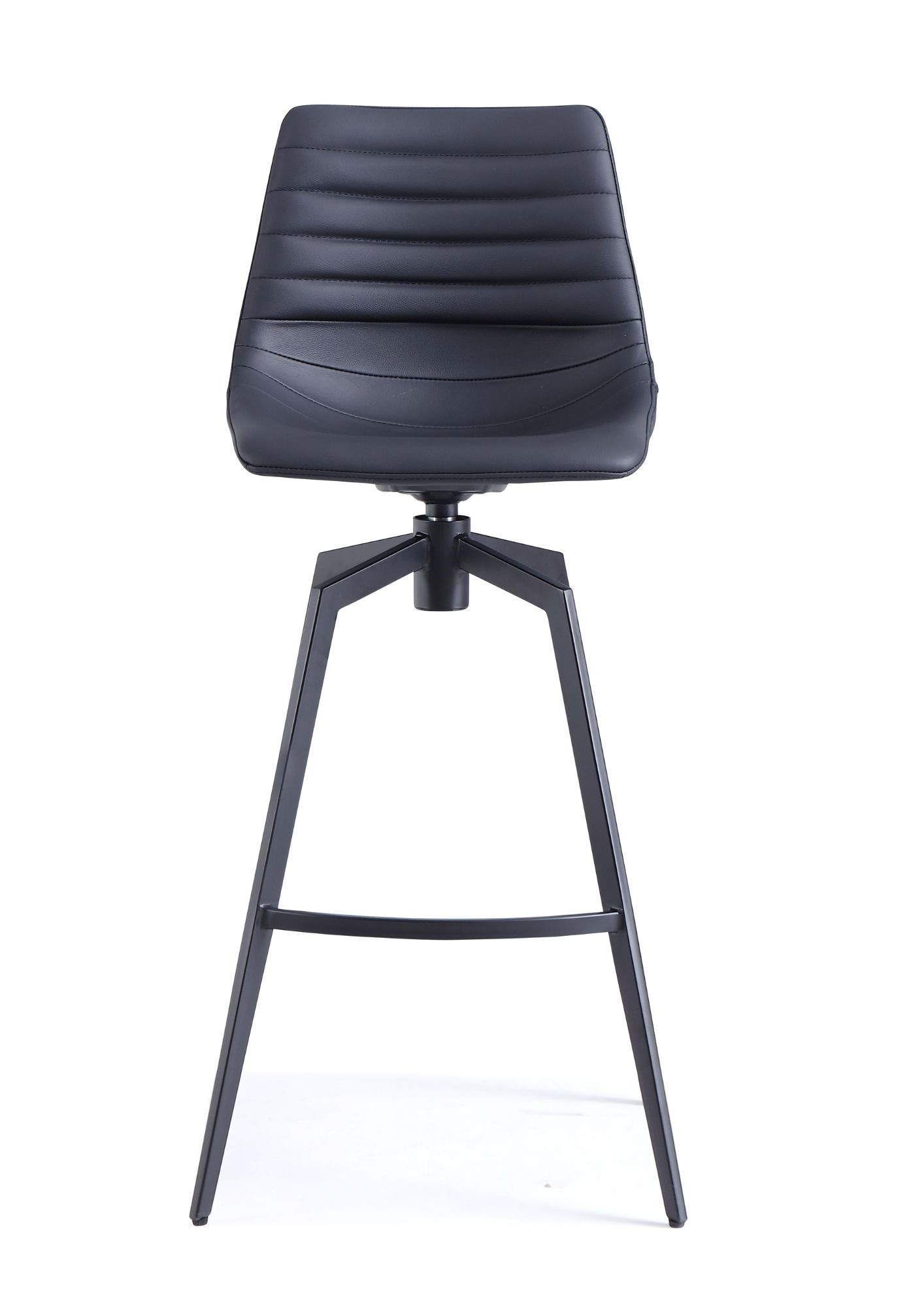 Selma Counter Stol i sort læder med drej og swingback