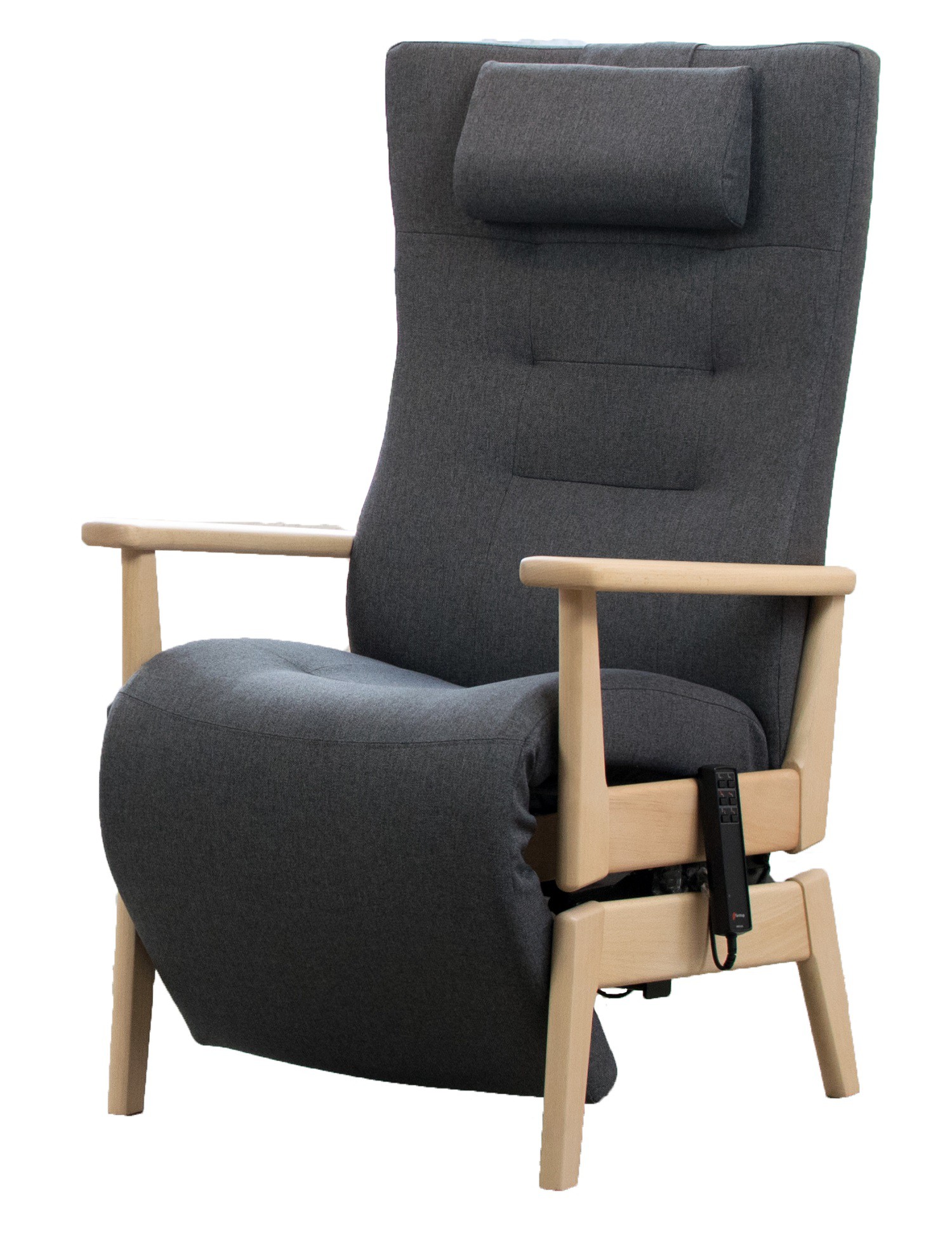 Plus 5040 el-lænestol med sædeløft og fodhviler - Stof