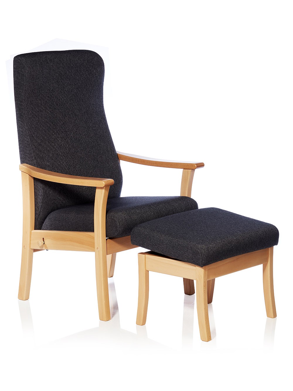 Monark lænestol med regulerbar ryg og skammel - tekstil