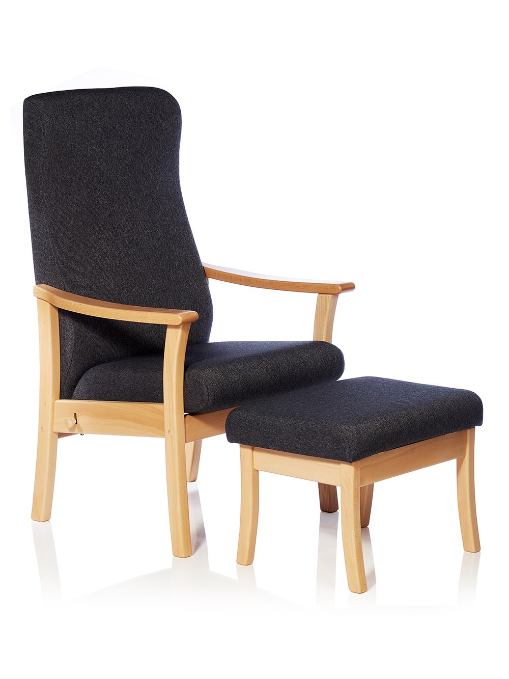 Monark lænestol med regulerbar ryg og skammel - tekstil