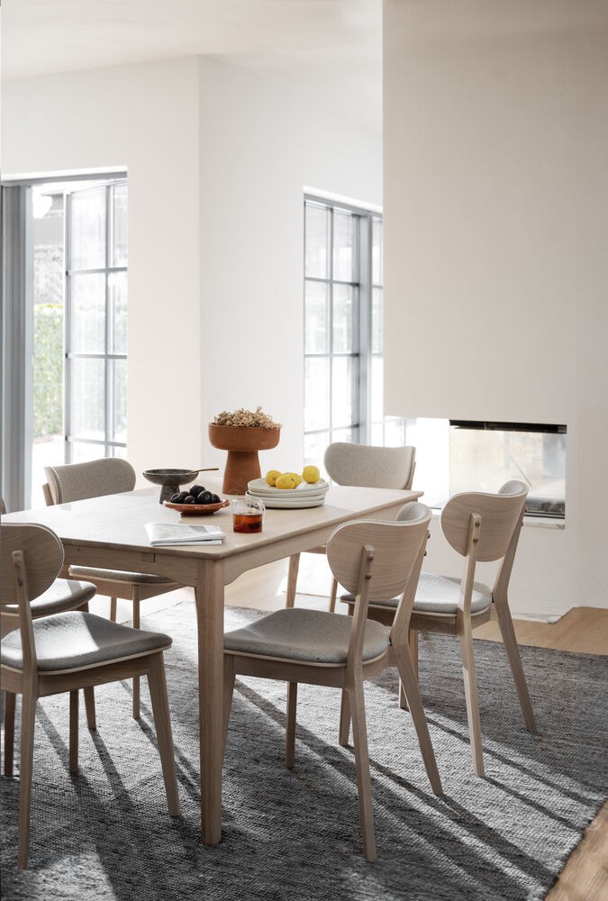 Kato spisebordsstol i hvidpigmenteret eg, 3 farver betræk