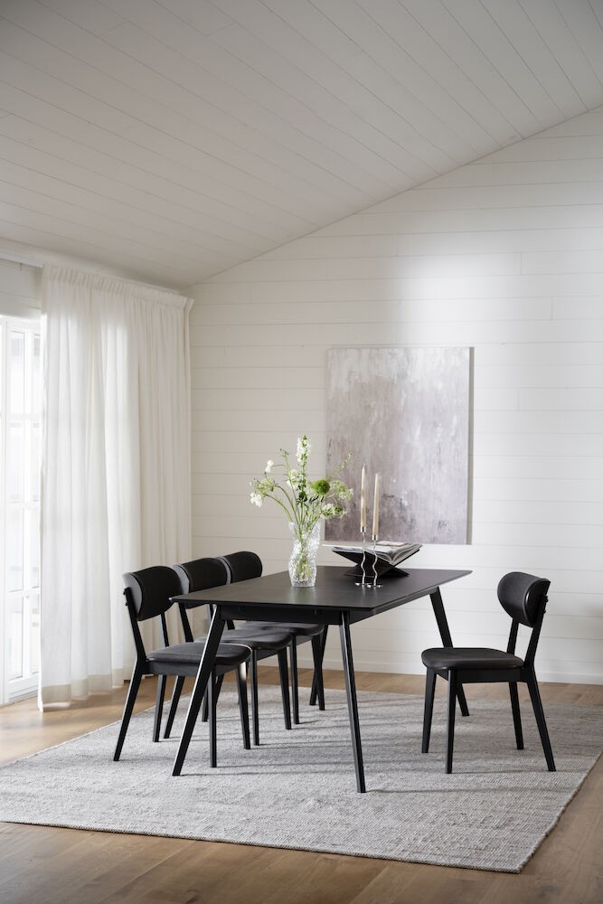 Kato spisebordsstol i sortlakeret eg, mørkegråt betræk