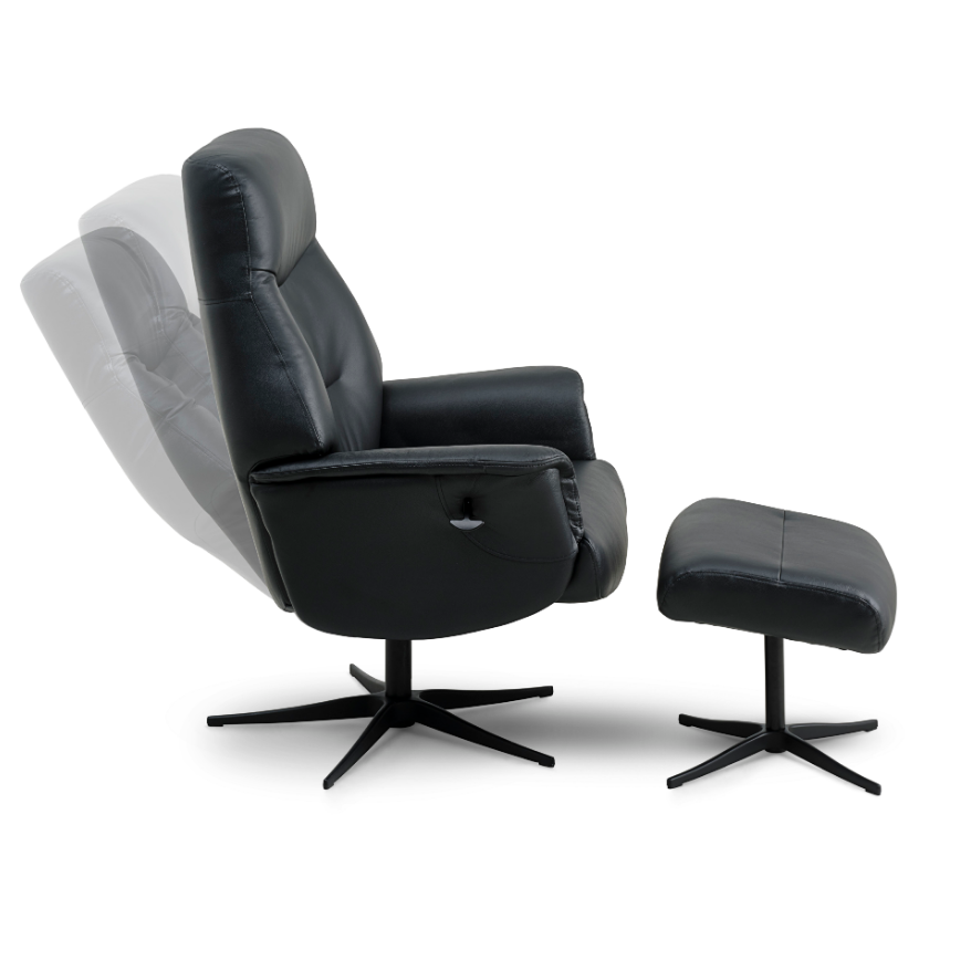Villads Lænestol inkl. skammel sort læder