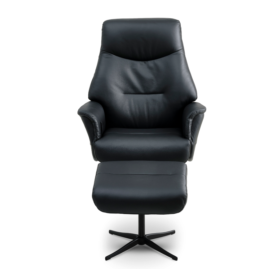 Villads Lænestol inkl. skammel sort læder