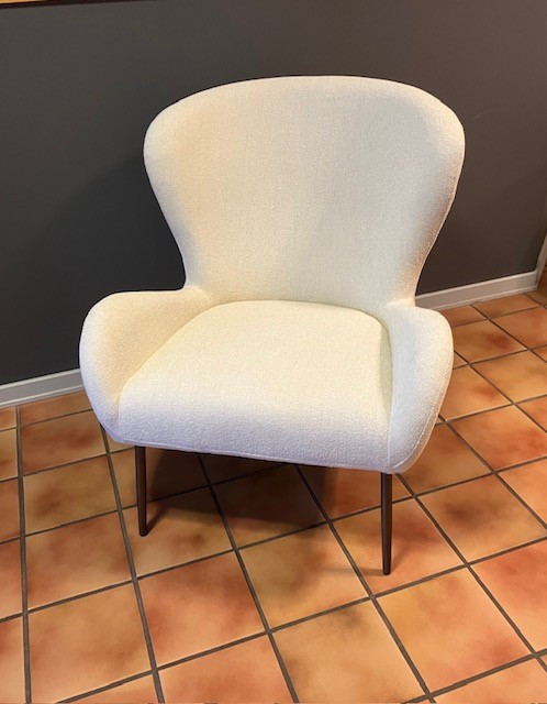 Glam loungestol med lav ryg - tekstil bouclé