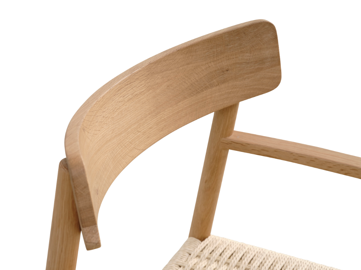 Sydney Spisebordsstol i Eg m/armlæn, sæde i naturflet eller læder