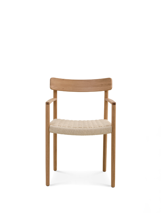 Sydney Spisebordsstol i Eg m/armlæn, sæde i naturflet eller læder