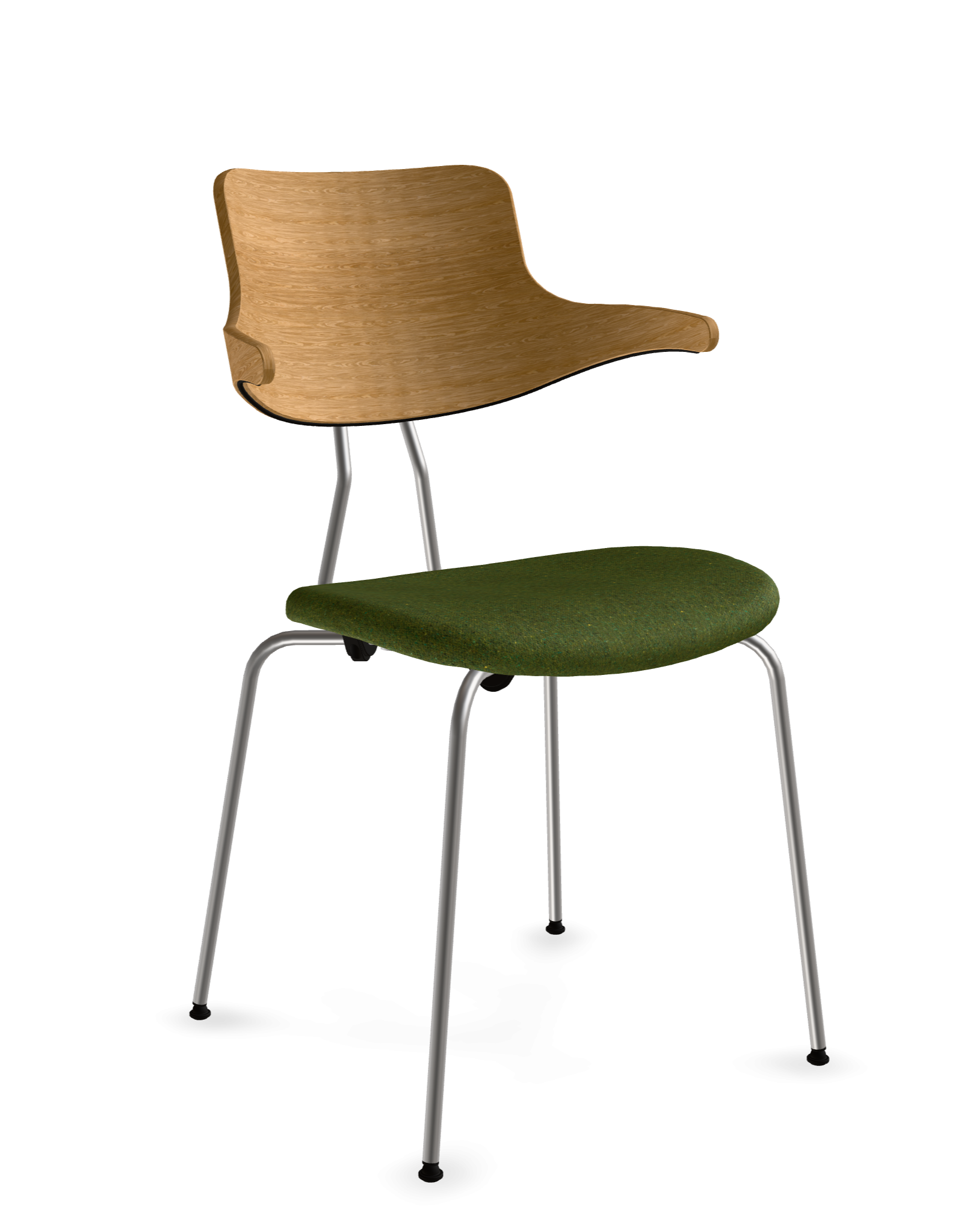 VL118 Med Træryg, Polstret sæde & Satin Krom stel