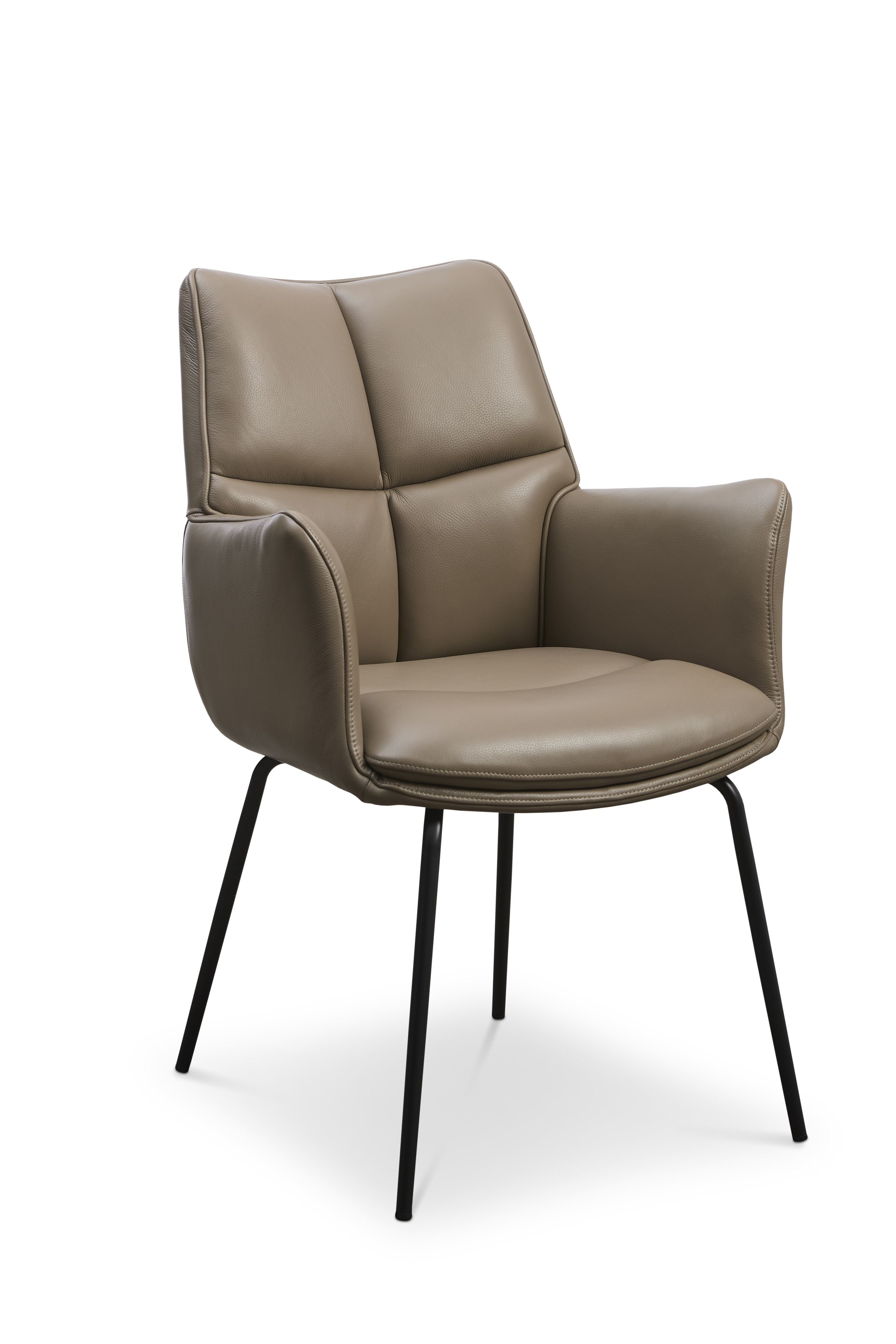 Lily Spisestuestol med armlæn og sorte metal ben