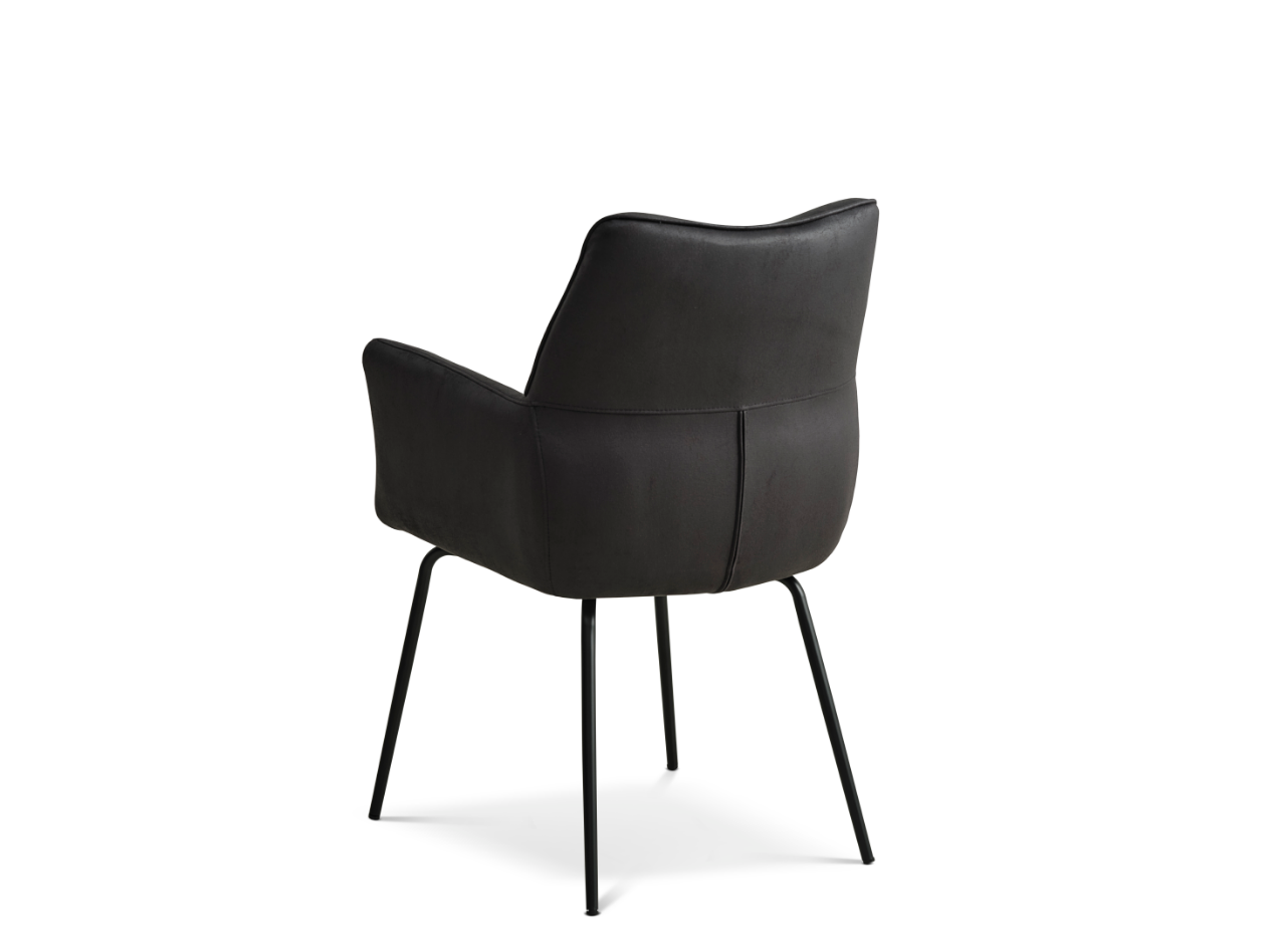 Lily Spisestuestol med armlæn og sorte metal ben