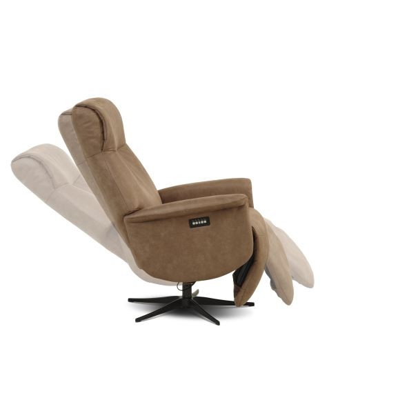 Tristan lænestol med integreret fodstøtte i læder el-betjent