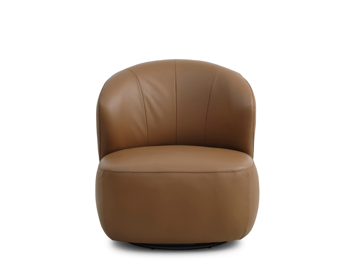 Theo Loungestol med drejefod i Cognac læder