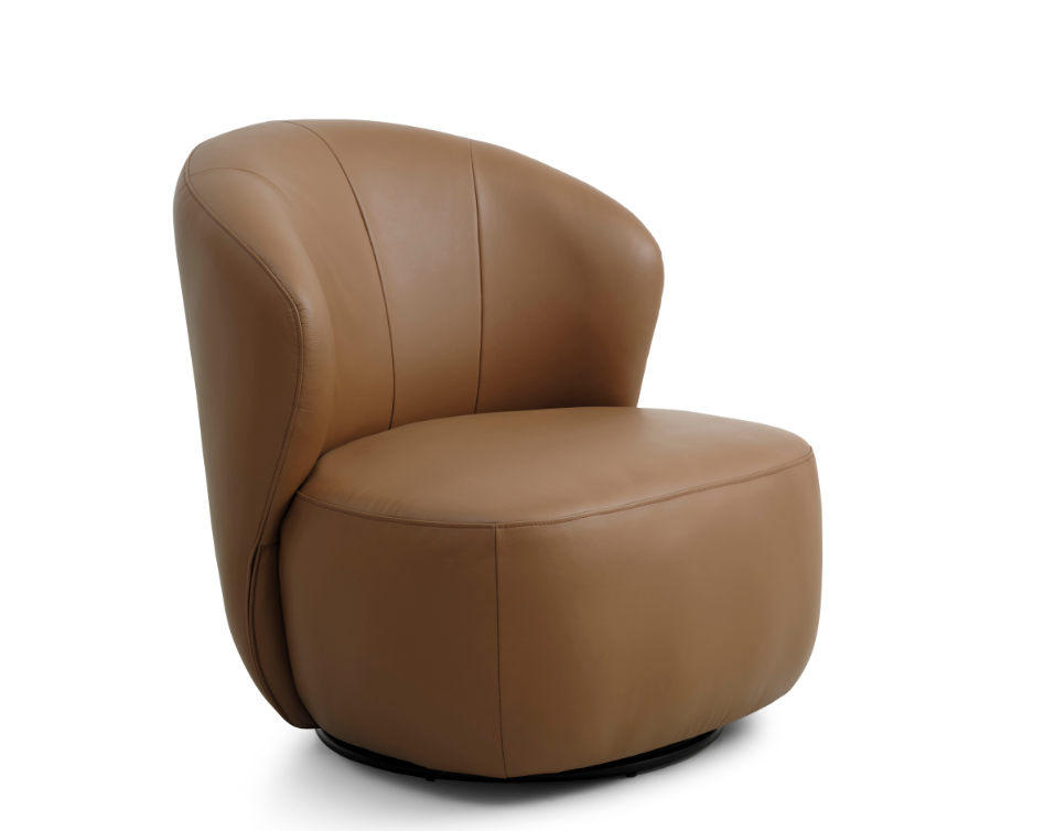Theo Loungestol med drejefod i Cognac læder