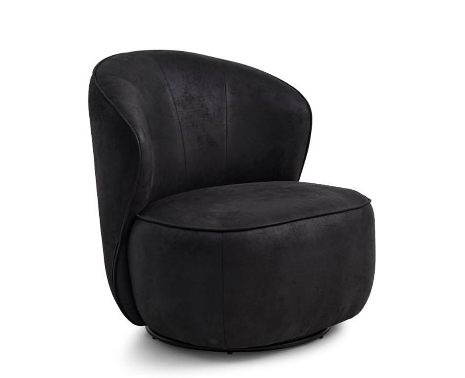 Theo longestol med drejefod sort mikro læder