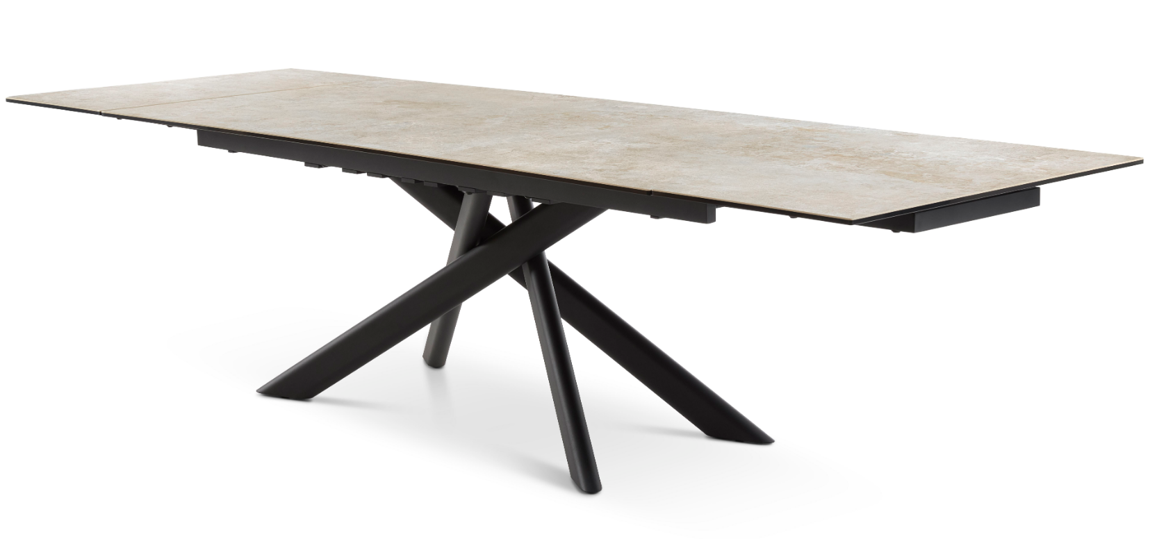 Hudson Extension Spisebord i taupe keramik 200/300 x 100 cm