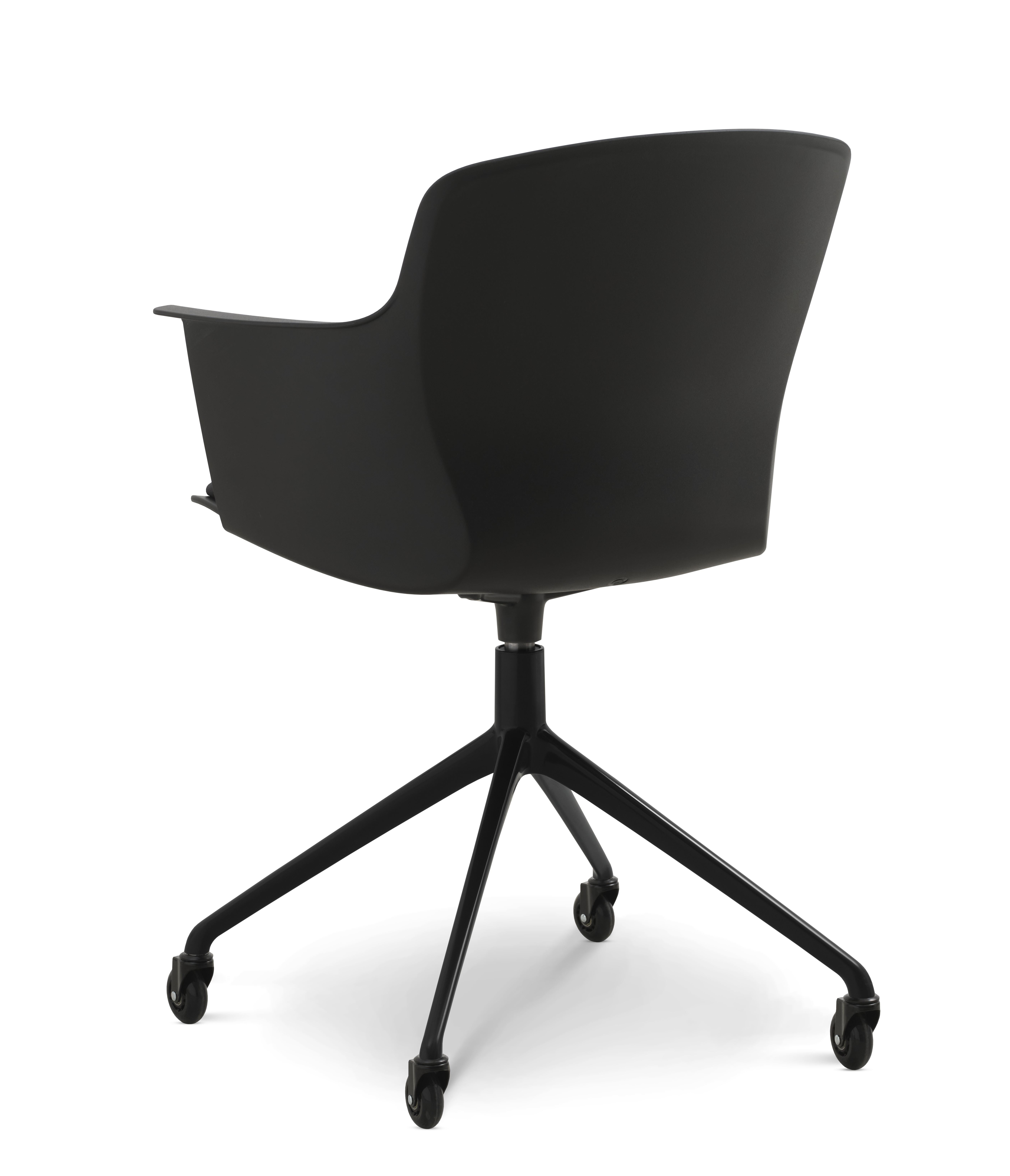 Mia spisebordsstol med polstret sæde og drejestel på hjul