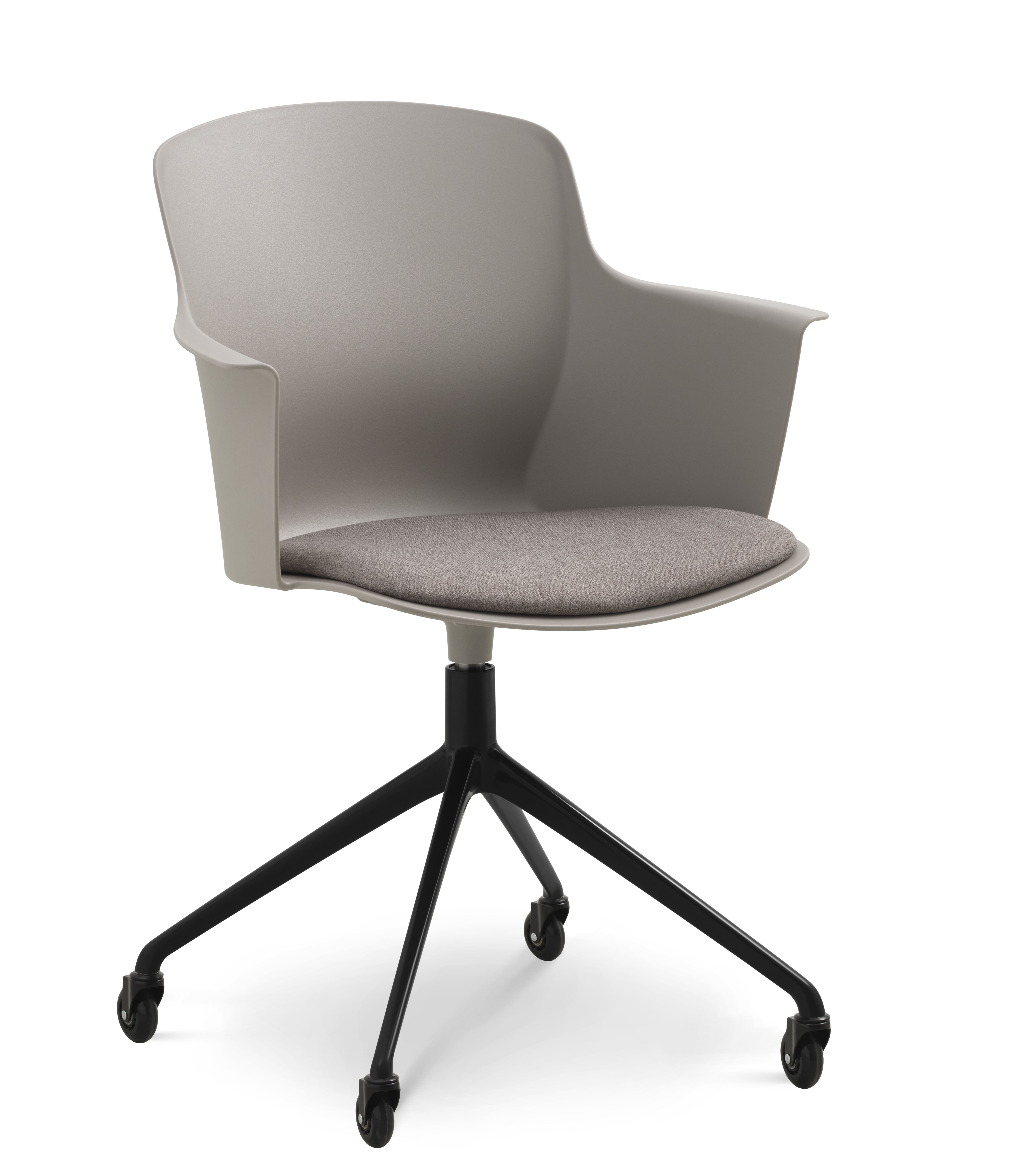 Mia spisebordsstol med polstret sæde og drejestel på hjul