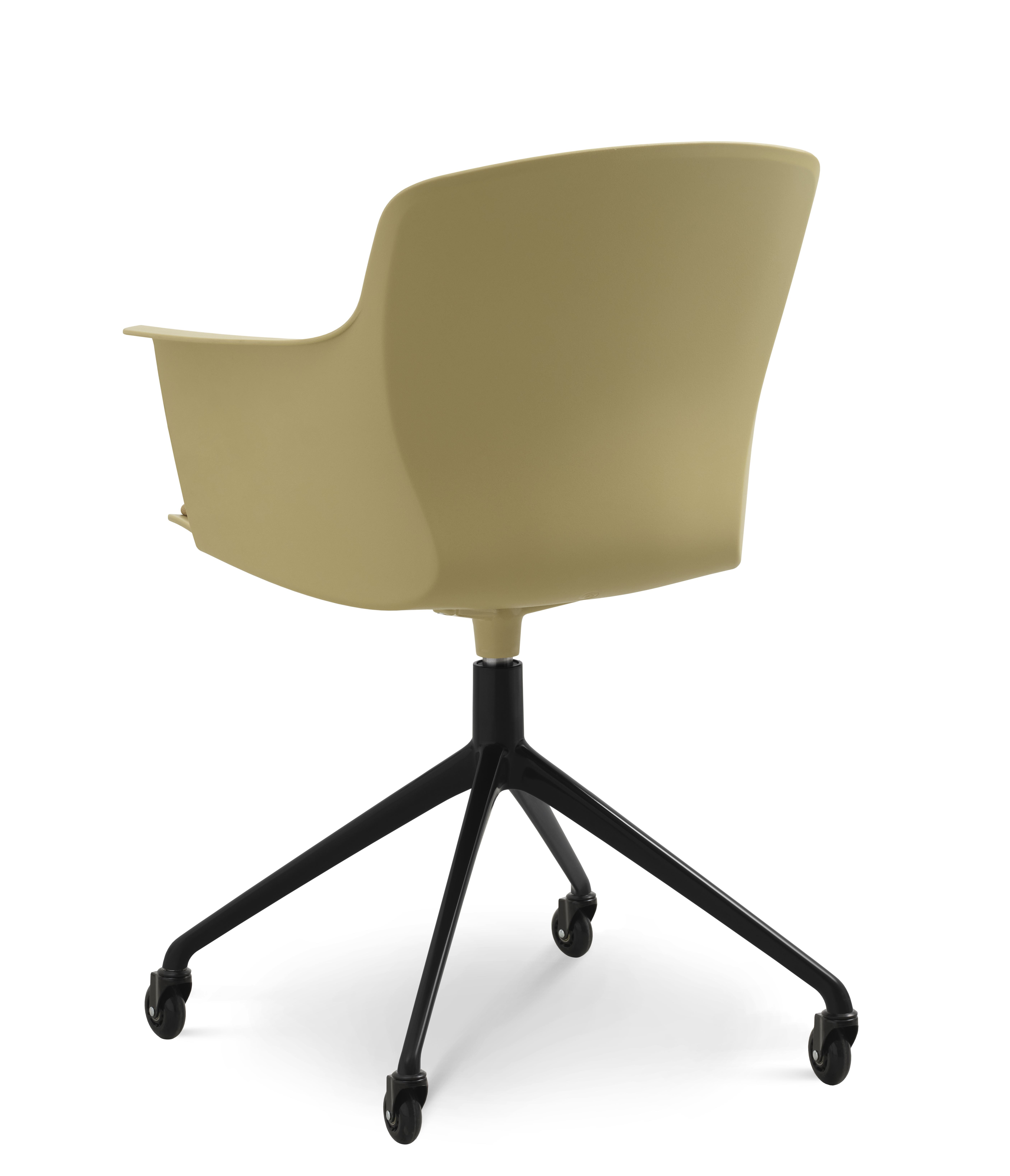 Mia spisebordsstol med polstret sæde og drejestel på hjul