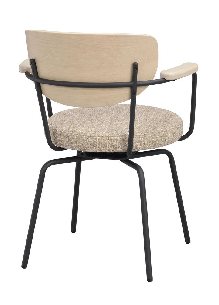 Merrick spisebordsstol med drej, sort stel og træ ryglæn