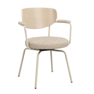 Merrick spisebordsstol med drej, beige stel og træ ryglæn