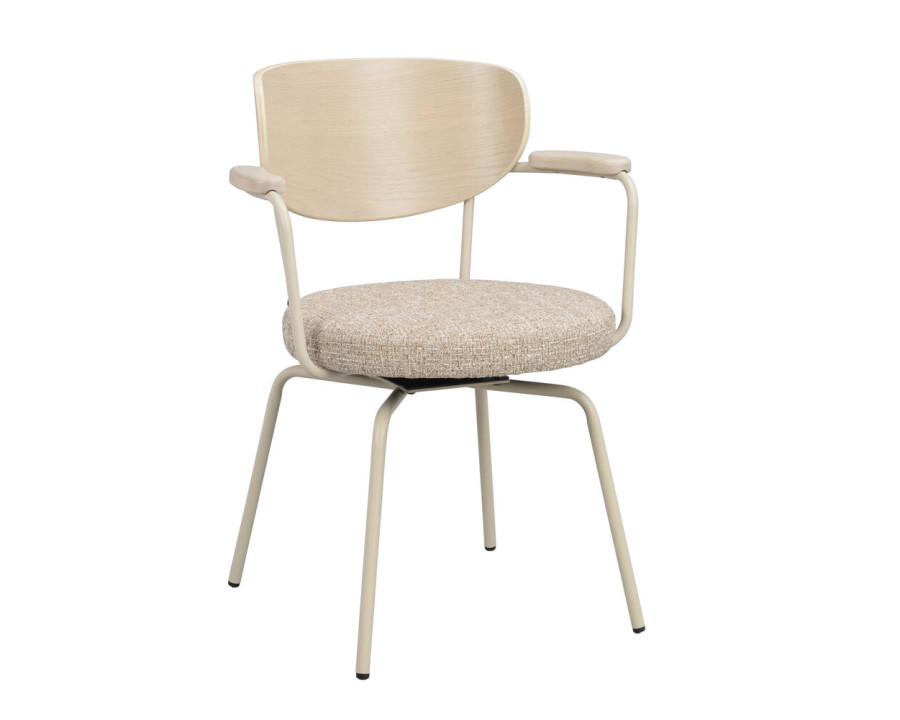 Merrick spisebordsstol med drej, beige stel og træ ryglæn