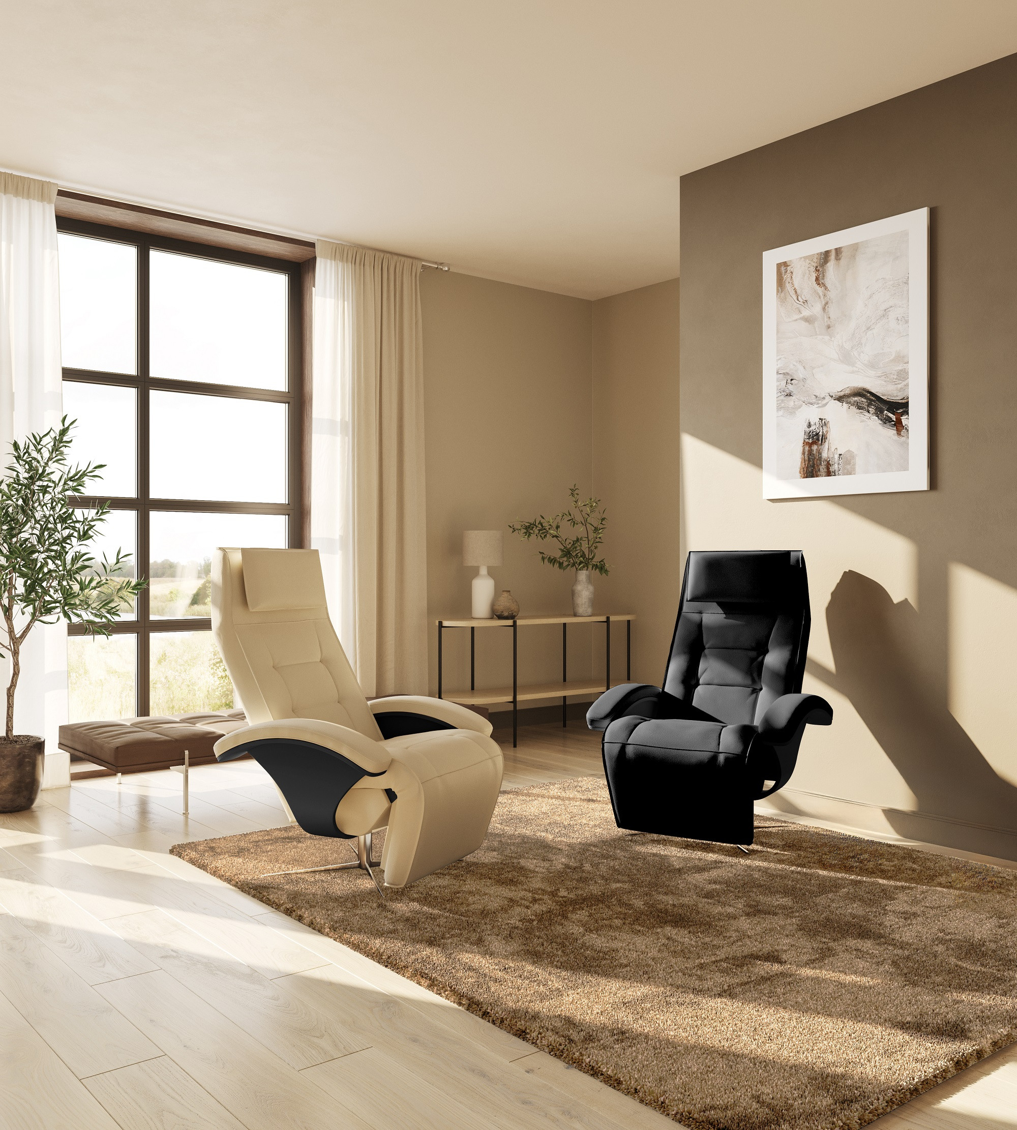 Modena lænestol - indbygget fodhviler - Skipper Furniture