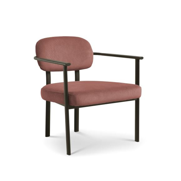 Lingus Lounge stol – med fløjlspolstring og metal stel