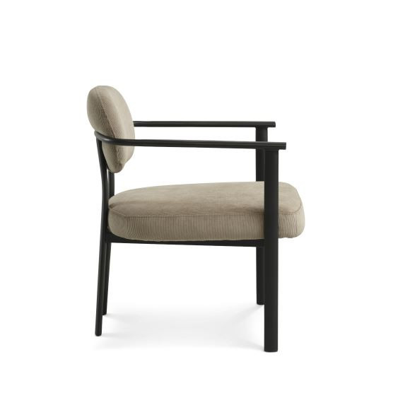 Lingus Lounge stol – med fløjlspolstring og metal stel